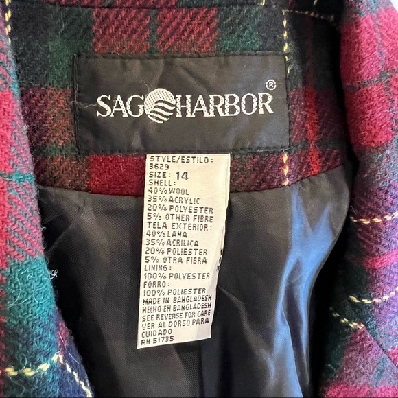 SAG HARBOR Vintage Tartan Plaid Single Breasted Wool Blazer Size 14 Christmas - Picture 6 of 6